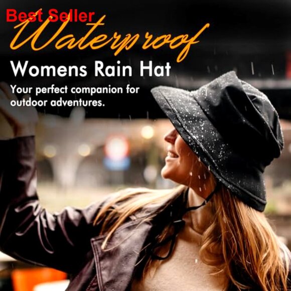 Waterproof Wide Brim Sun Hat UPF 50 Packable Rain Hat for Women